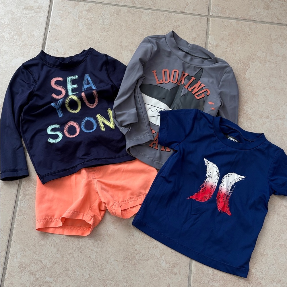 Hurley Kids Navy and Multicolor Swim Rashguard Set